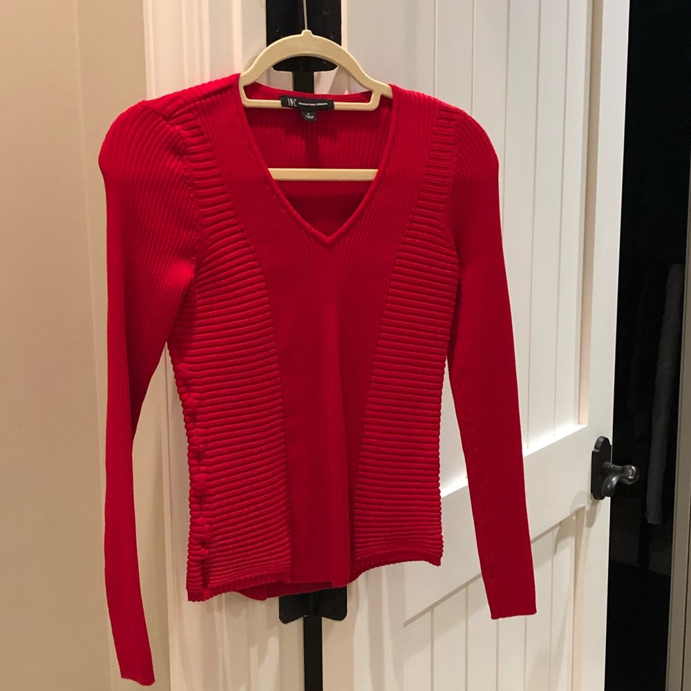 INC International Concepts Red Ribbed Sweater